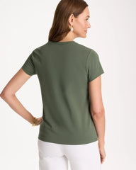 Kelp Forest Embellished Cotton Stretch Cap-Sleeve Tee