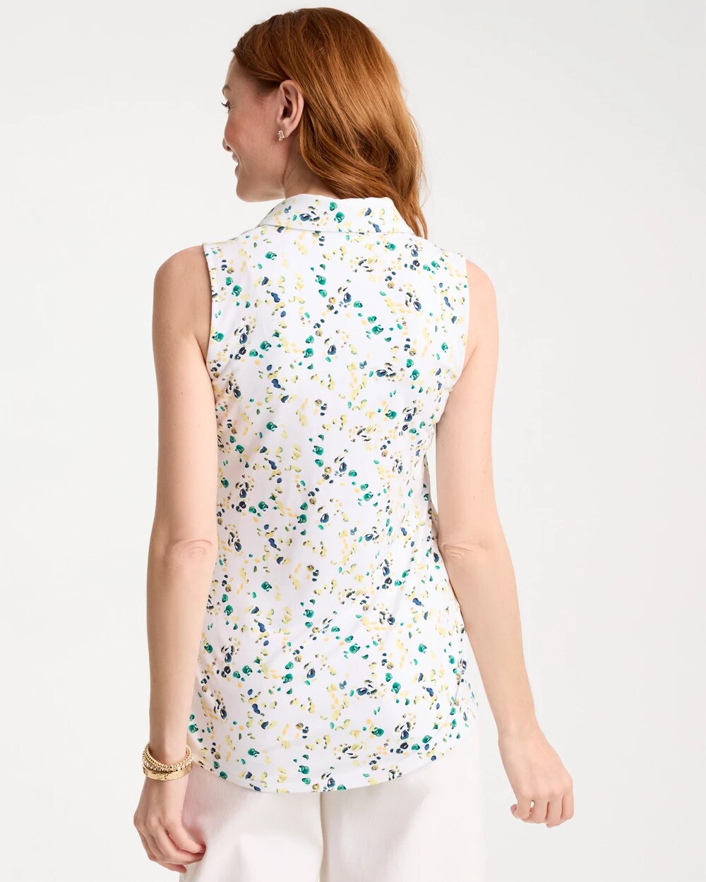 Sage Lime Printed Collared Tunic Tank