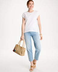 Alabaster Cotton Slub Embroidered Wedge Tee