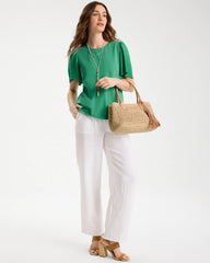 Green Clover Gauze Sleeve Soft-Stretch Tee