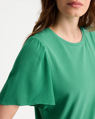 Green Clover Gauze Sleeve Soft-Stretch Tee