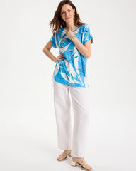 Blue Tide Printed Linen Button Tunic