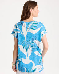 Blue Tide Printed Linen Button Tunic