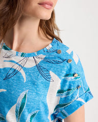 Blue Tide Printed Linen Button Tunic