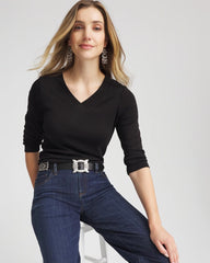 Black Pima Cotton 3/4 Sleeve Tee
