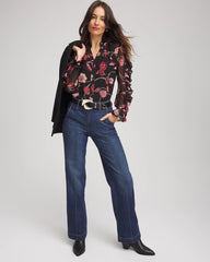 Black Georgette Celtic Blooms Blouse