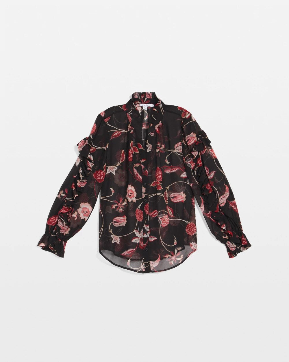Black Georgette Celtic Blooms Blouse