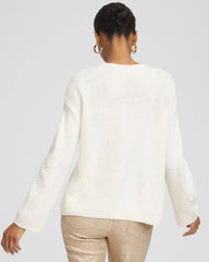 English Cream Tonal Embroidered Boatneck Pullover Sweater