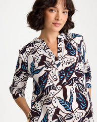 Passport Blue Poplin Cotton Popover Printed Dress