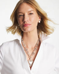 Silver Heart Twice As Nice Pendant Necklace