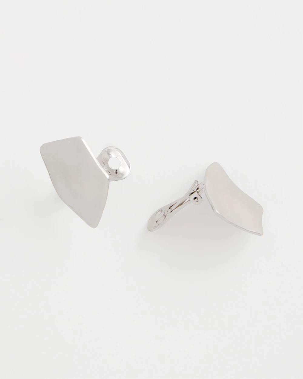 Silver Silver Fan Clip On Earrings