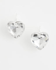 Neutral Crystal Heart Gem Drop Earrings