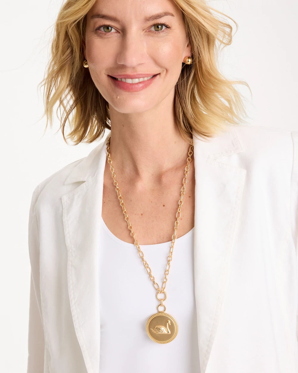 Gold Reversible Swan Pendant Necklace