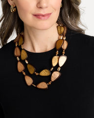 Neutral Neutral Double Strand Geo Necklace
