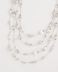 Silver Silvertone Nugget Illusion Necklace