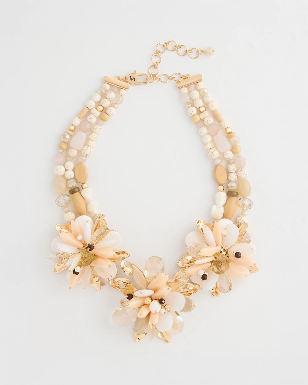 Neutral Chico's Originals Neutral Floral Bib Necklace
