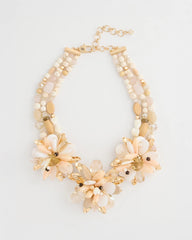 Neutral Chico's Originals Neutral Floral Bib Necklace