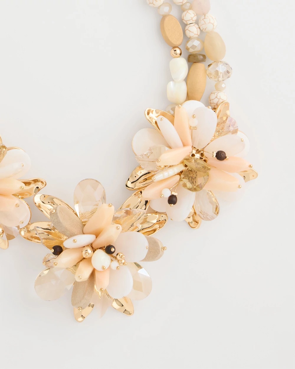 Neutral Chico's Originals Neutral Floral Bib Necklace