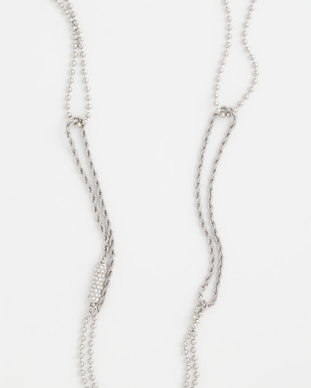 Silver Long Silver Ball Chain Single Strand