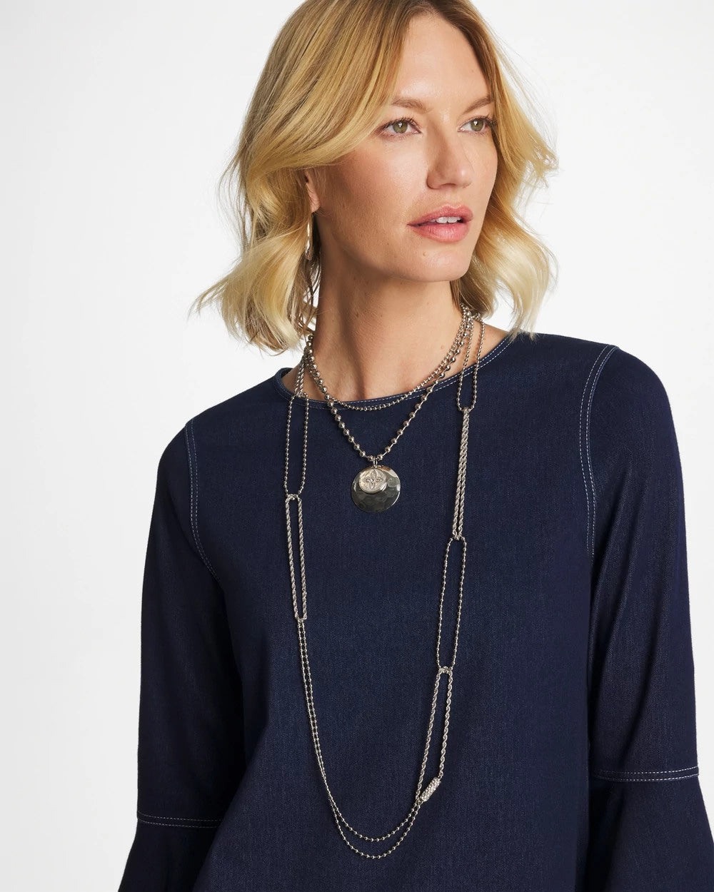 Silver Short Silver Ball Chain Pendant