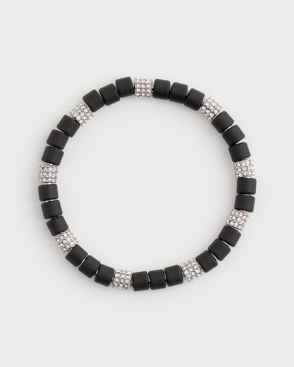 Black Black Barrel Bead Stretch Bracelet