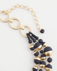 Navy Gold & Navy Bead Necklace