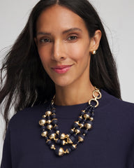 Navy Gold & Navy Bead Necklace