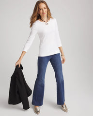 Alabaster Pima Cotton Crewneck Button Tee