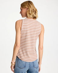 Cattail Brown Striped High Neck Rib Tank