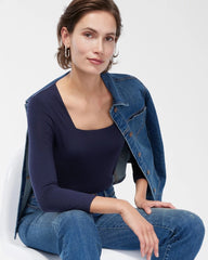Classic Navy Touch of Cool™ Square Neck Tee