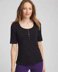 Black Pima Cotton Henley Tee