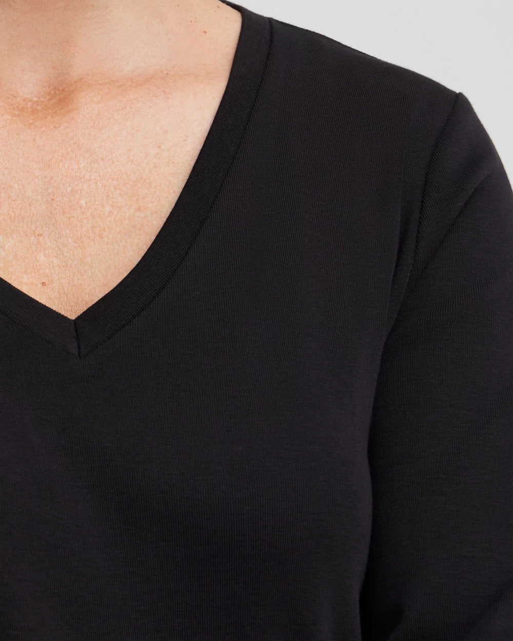 Black 3/4 Sleeve V-Neck Tee
