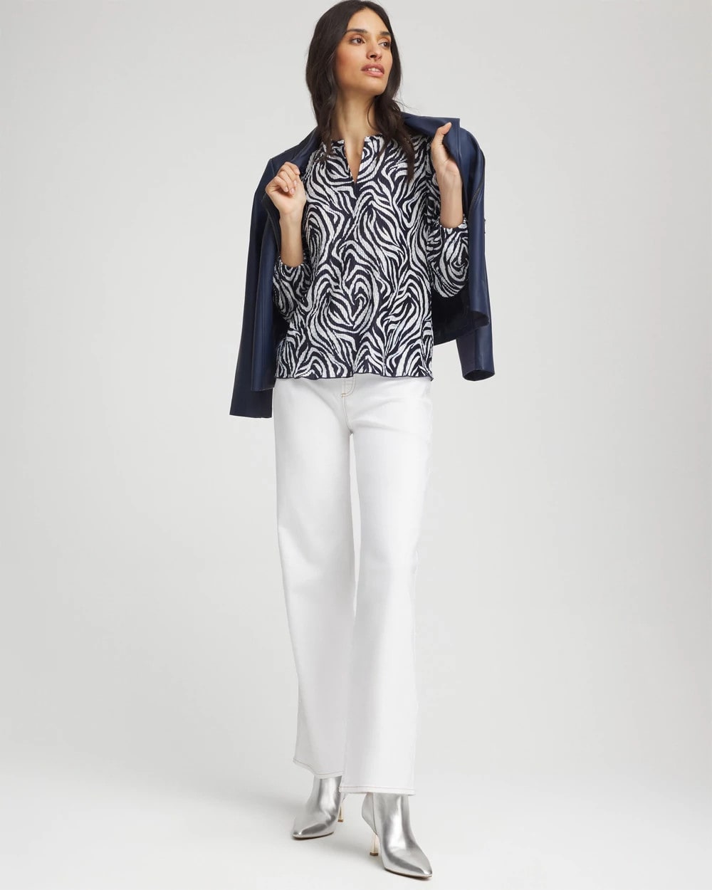 Passport Blue Zebra Waves Crinkle Top