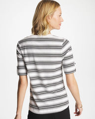 Black Pima V-Neck Tab Sleeve Tee