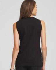 Black Sequin Beaded Notch Neck Tank