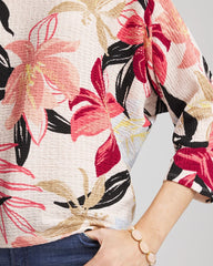 Folkloric Red Textured Tapered Dolman Top