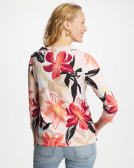 Folkloric Red Pima Cotton 3/4 Sleeve Tee