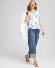 Alabaster Touch of Cool™ Floral Flutter Sleeve Tee