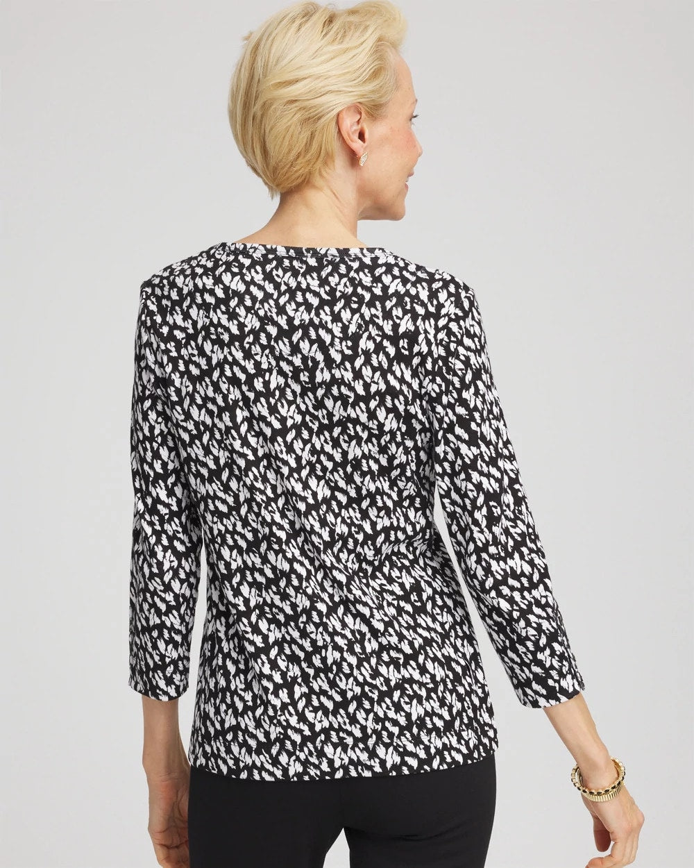 Black Pima Crewneck Button Tee