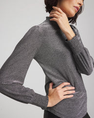 Silver Glitter Sparkle Smocked Top