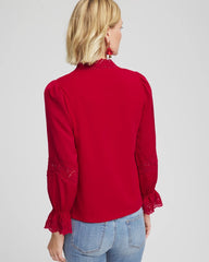 Carmine Red Lace V-Neck Top