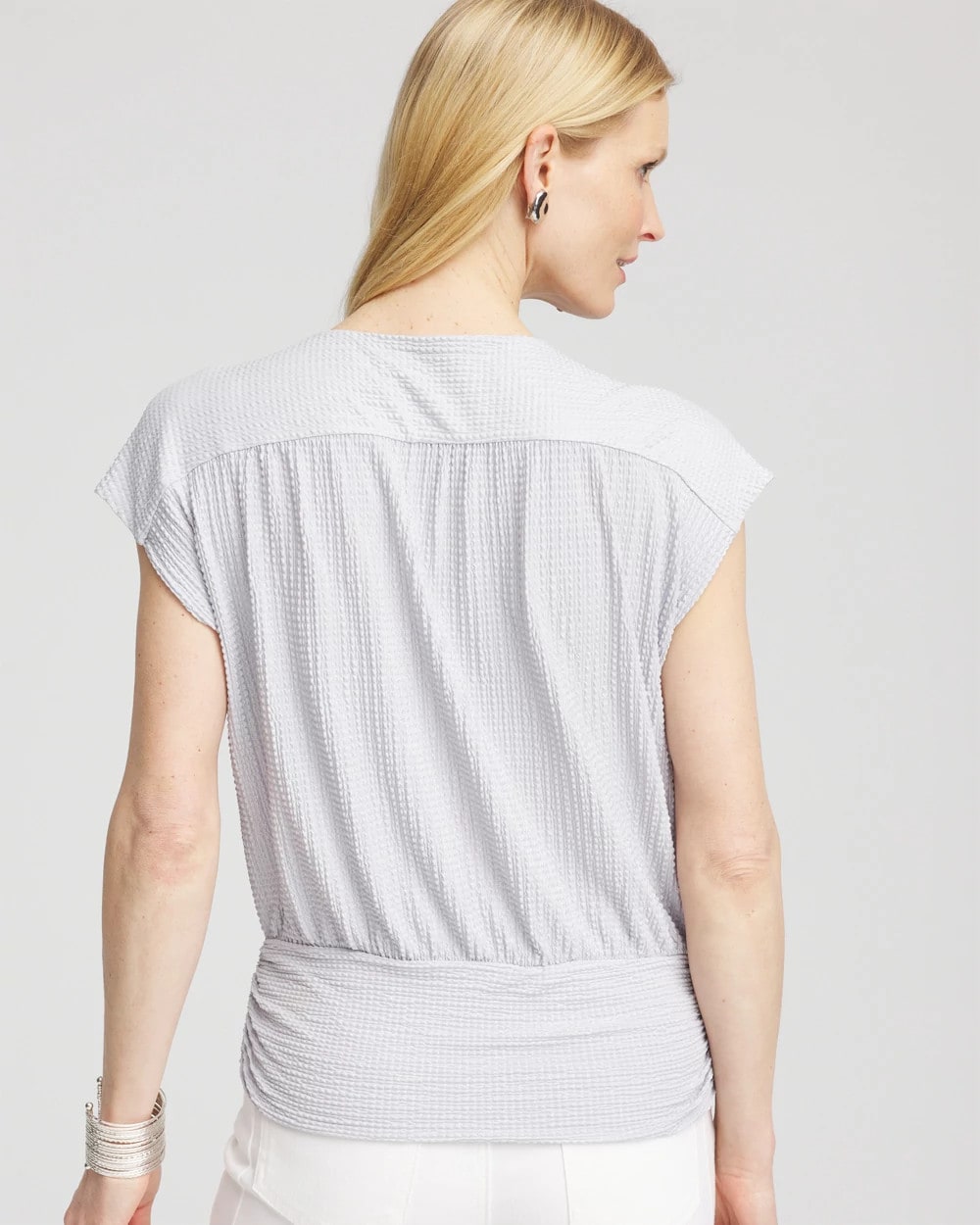 Dove Gray Foiled Knit Banded Bottom Top