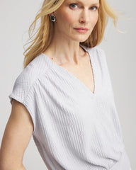 Dove Gray Foiled Knit Banded Bottom Top