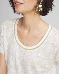 River Rock Printed Sweater Trim Linen Tee