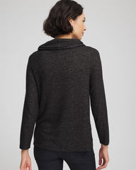 Black Lace Hem Cowlneck Top