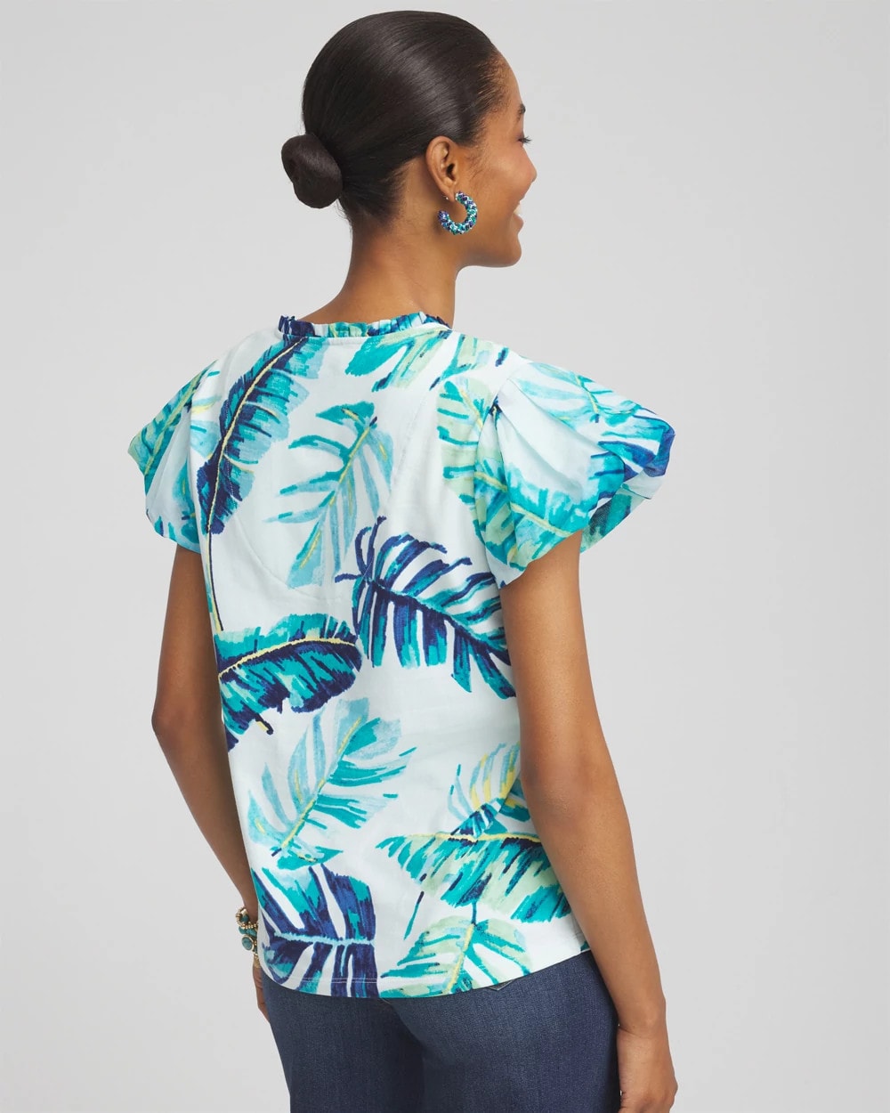 Paradiso Blue Notch Neck Cap Sleeve Tee