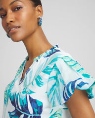 Paradiso Blue Notch Neck Cap Sleeve Tee