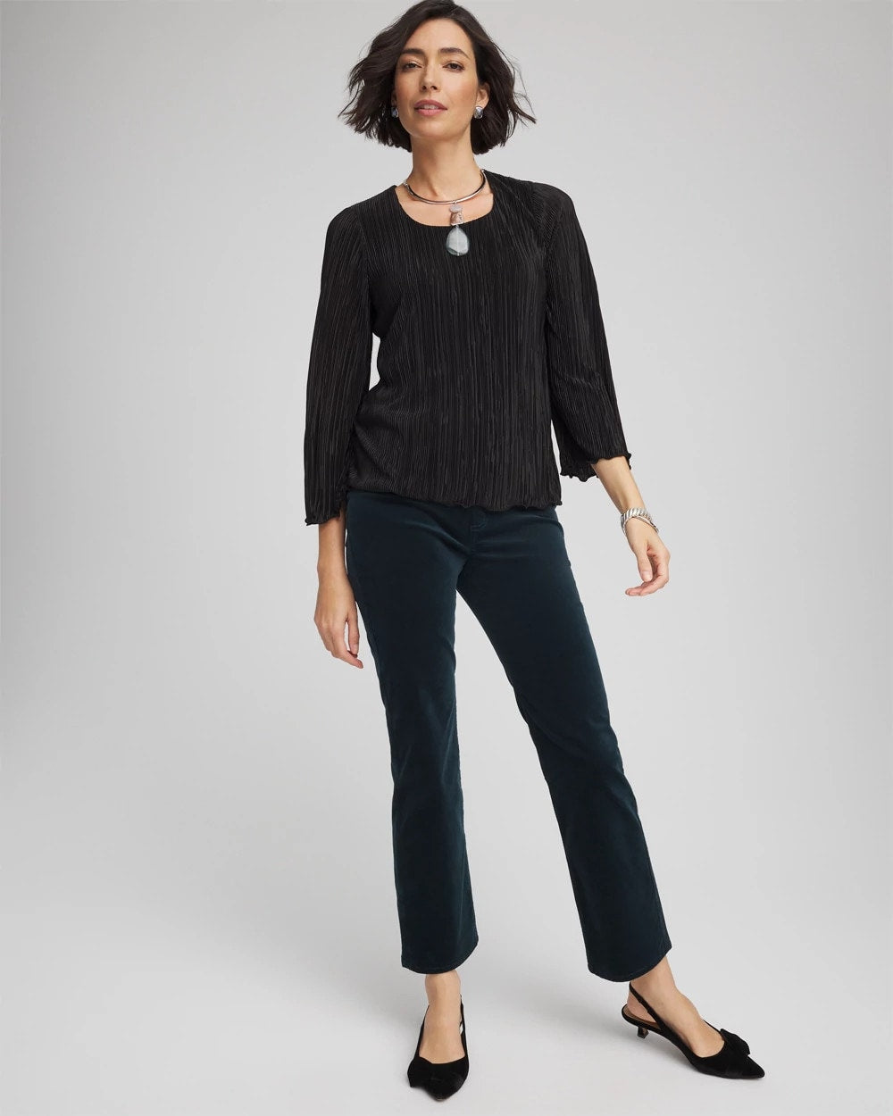 Black Bodre Flare Sleeve Top