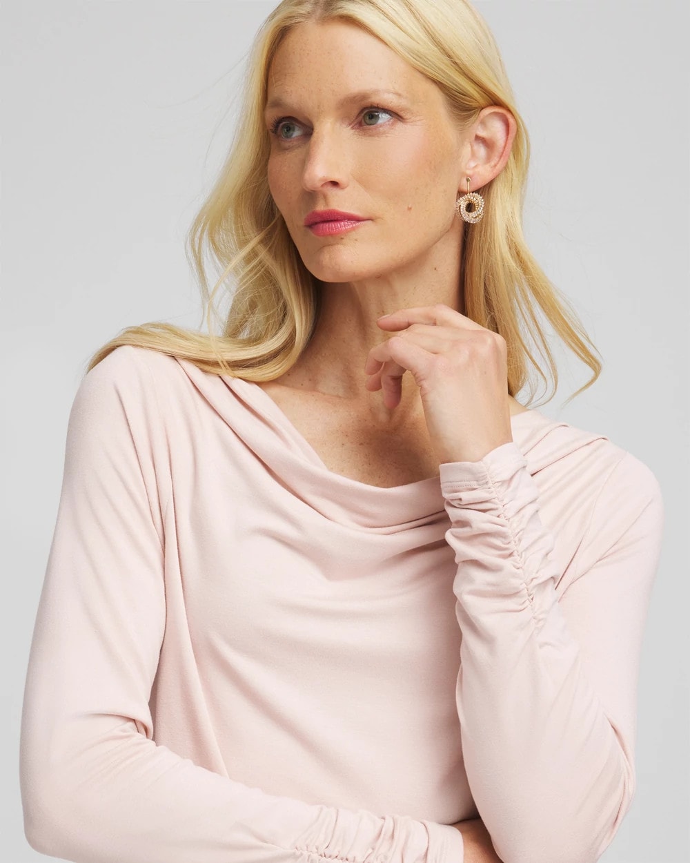 Rose Smoke Cowlneck Long-Sleeved Tee
