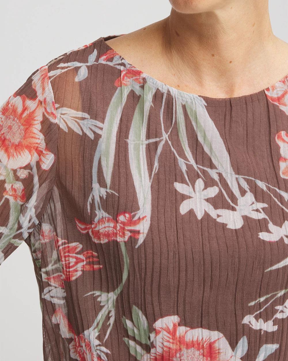 Dried Mushroom Textured Banded-Hem Top